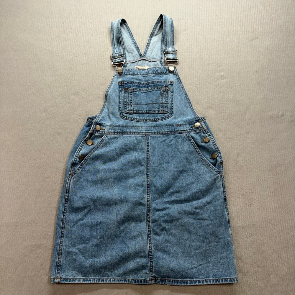 ASOS Overall Dress Womens 6 Blue Denim Bib Pocket Mini Pinafore 87348-3-24